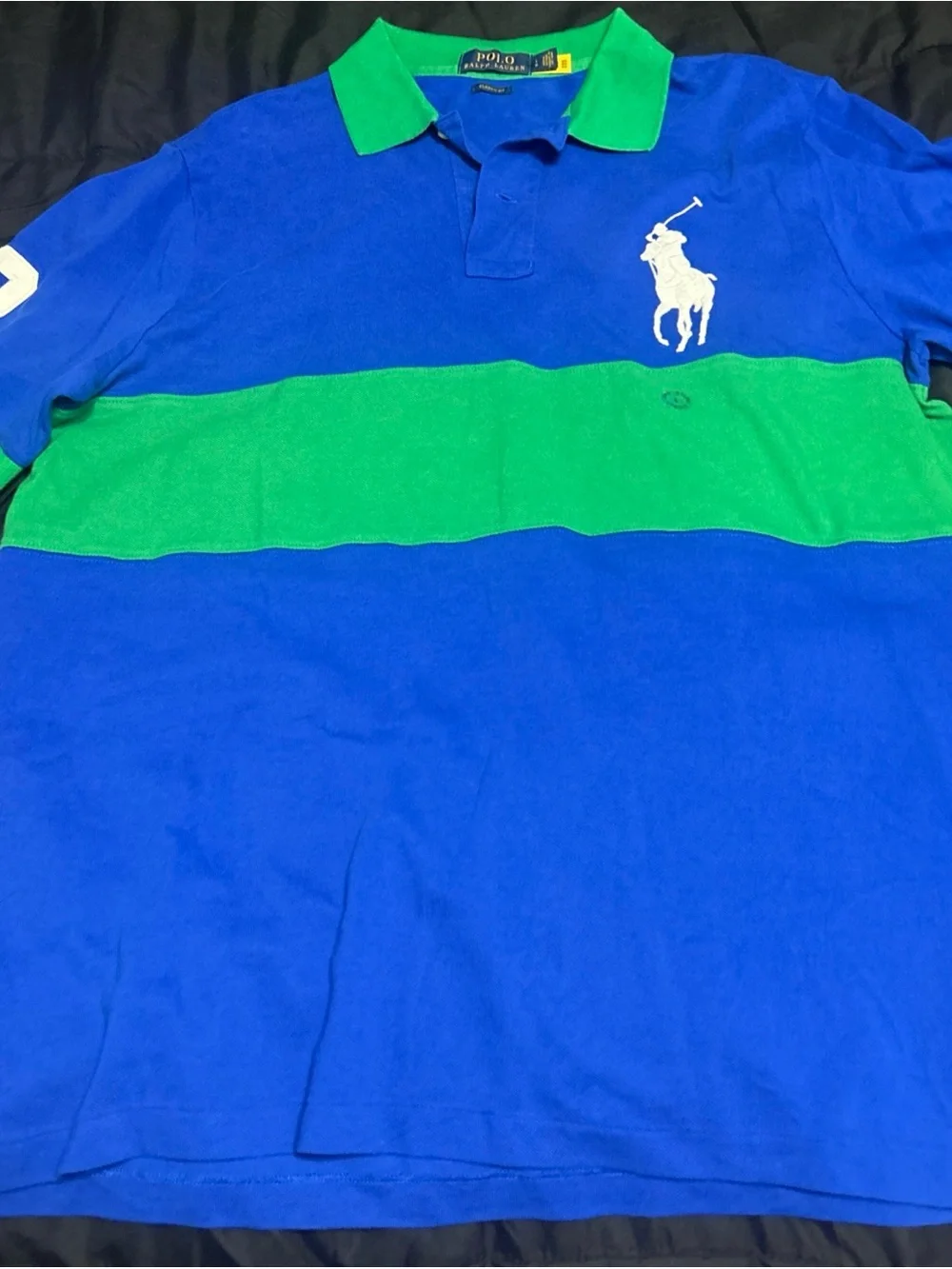Ralph Lauren Blue Polo with Green Collar